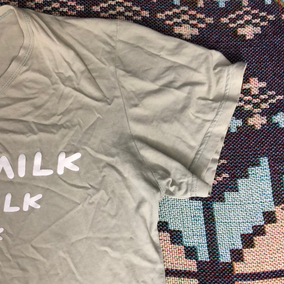 Green and White Short Sleeve Milk Graphic Tee - Picture 3 of 5